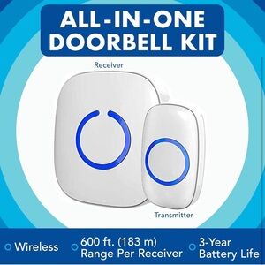 Smart Wireless Doorbell - White with Blue Highlights